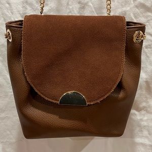 Brown, Gold Chain Crossbody Purse